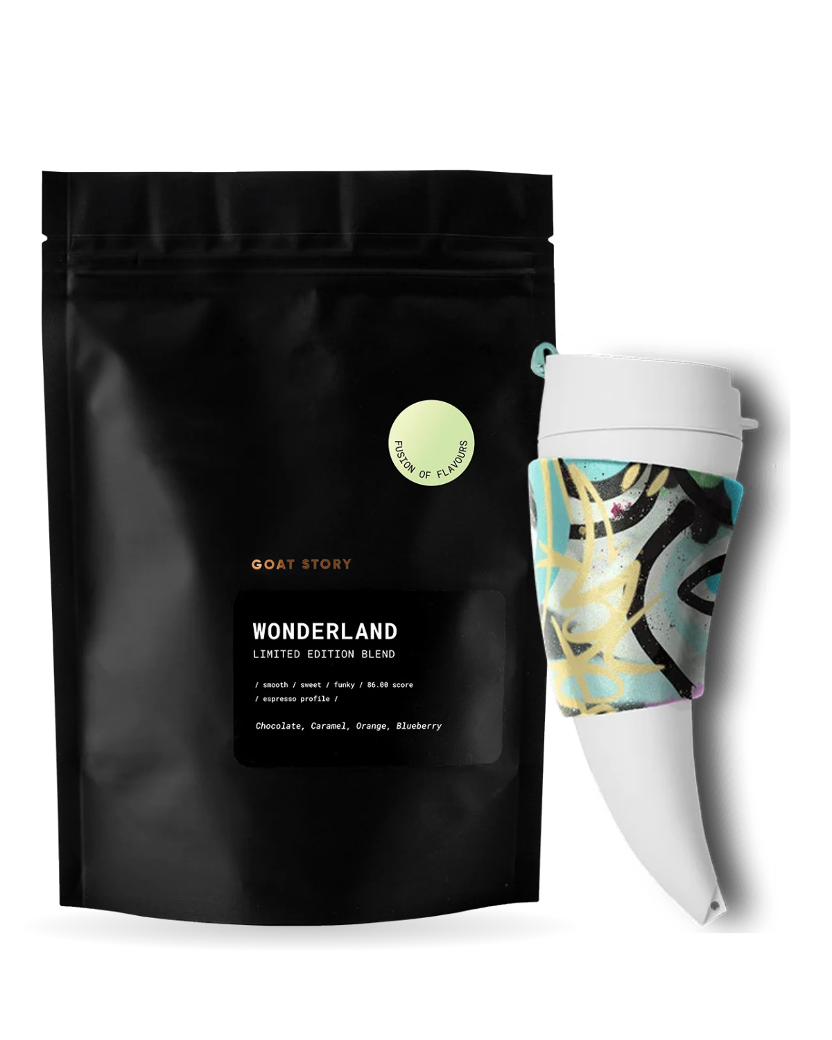 GOAT MUG West with a bag of Wonderland