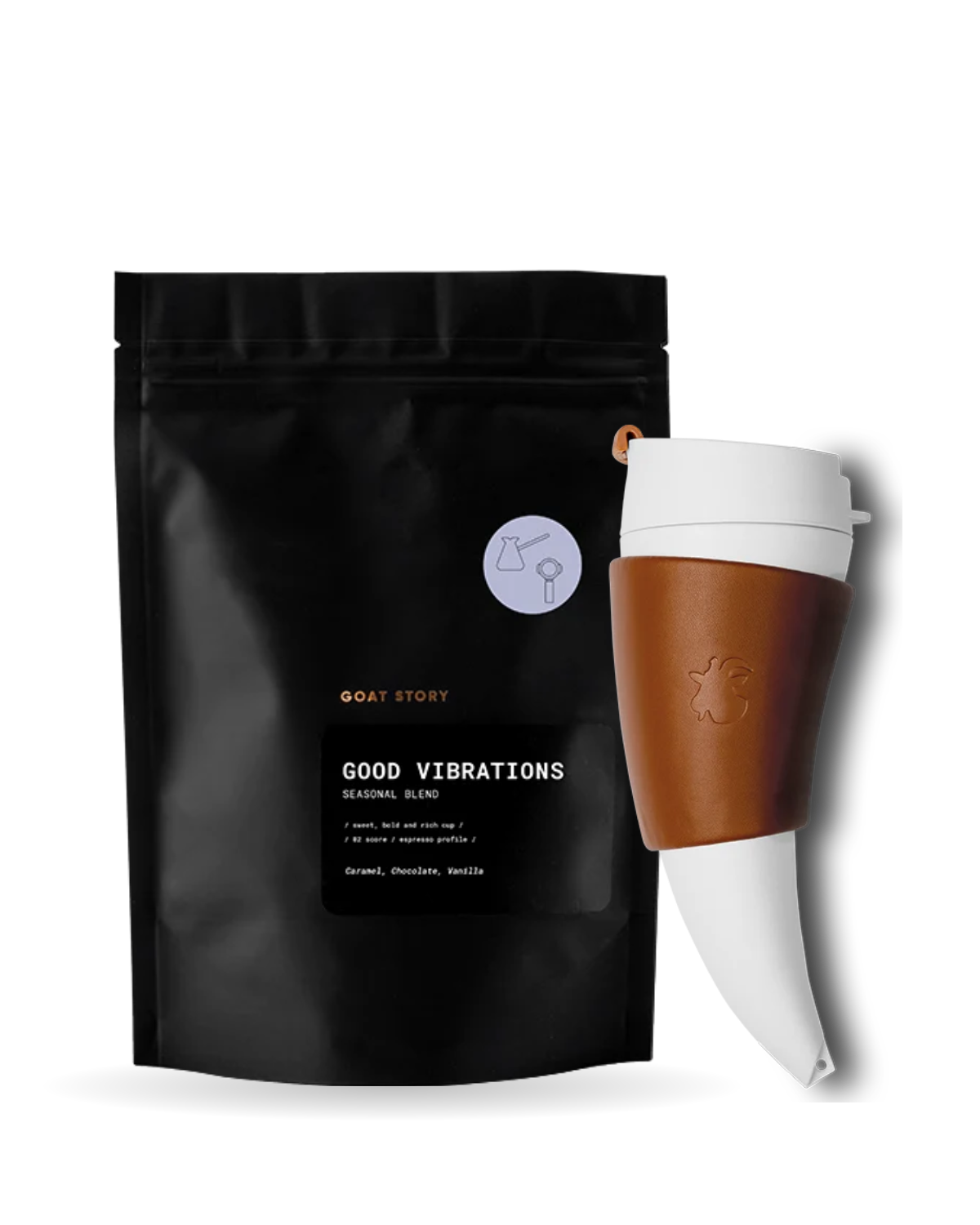 GOAT MUG Brown with a bag of Good Vibrations seasonal blend