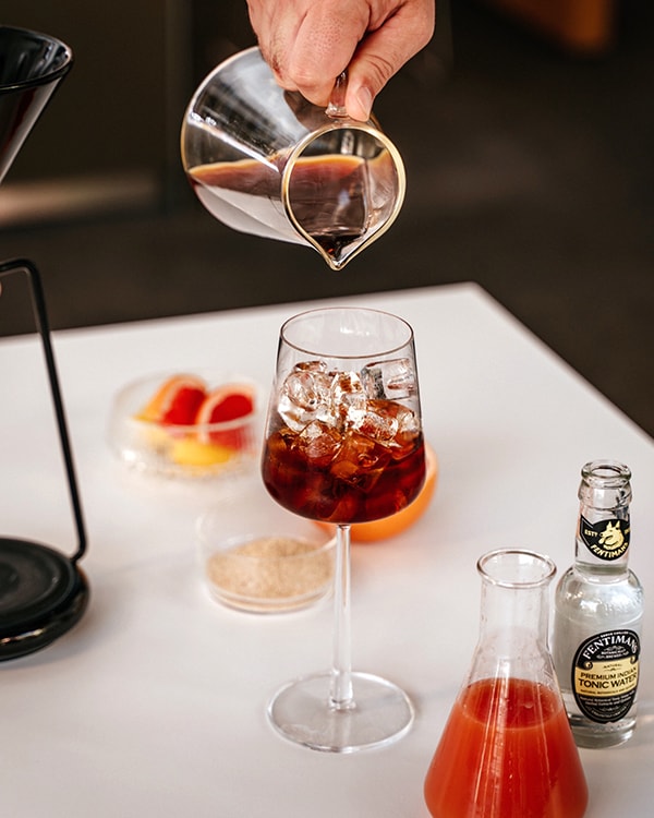 Pitcher serving specialty coffee cold drip coffee