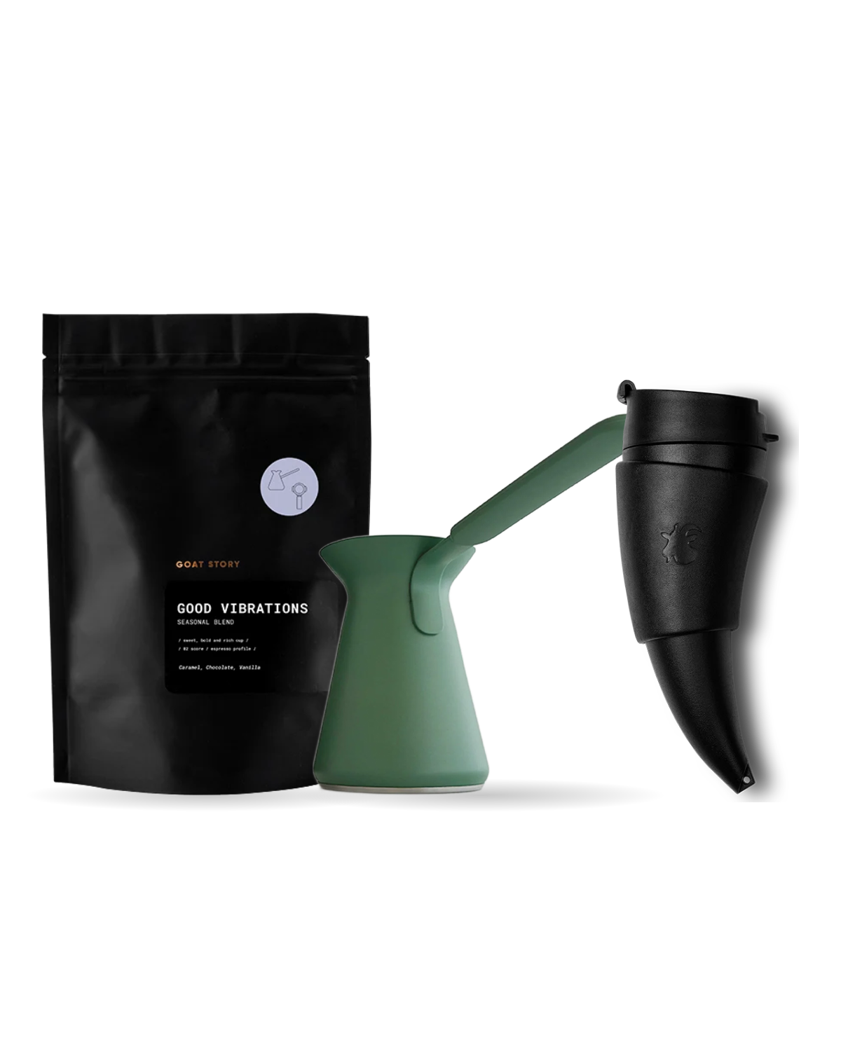 OTTO Sage, GOAT MUG Black with a bag of Good Vibrations