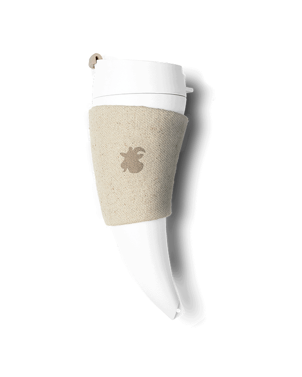 Coffee to go travel mug with free hands in hemp by GOAT STORY