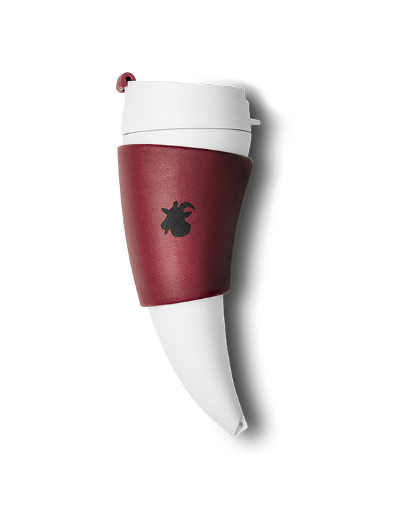 Coffee mug Marsala with Faux leather holder 12oz by GOAT STORY