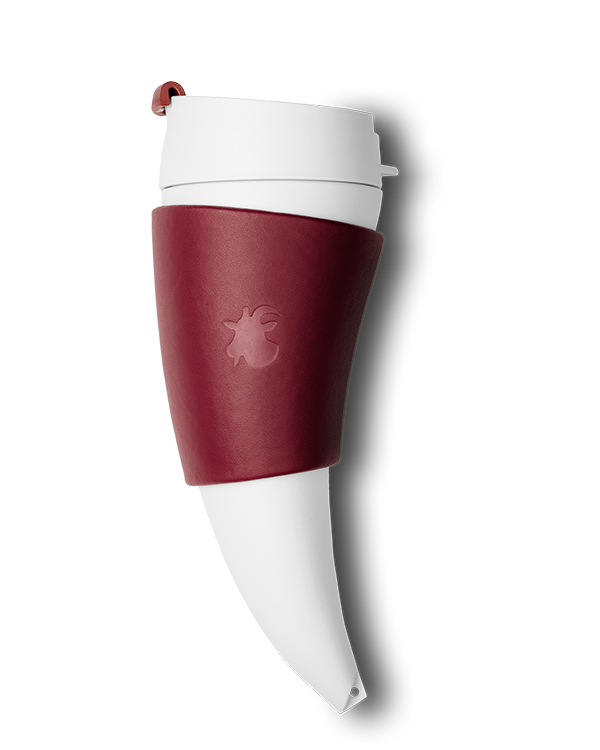 Marsala coffee mug 16oz with Real Leather holder by GOAT STORY