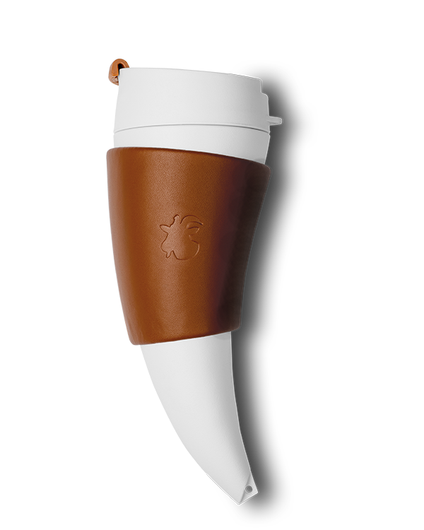 Coffee mug with Real Leather holder and straps by GOAT STORY