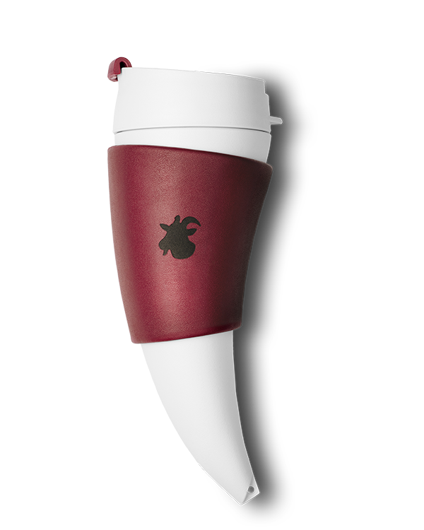 Grande coffee mug with faux leather holder in Marsala colour by GOAT STORY