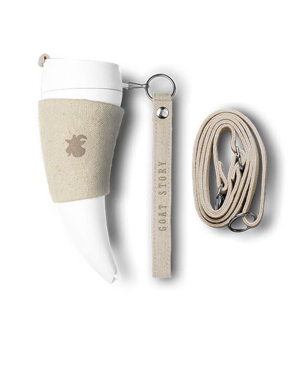What is inside Hemp Goat Story coffee mug - two straps, holder, cover and mug