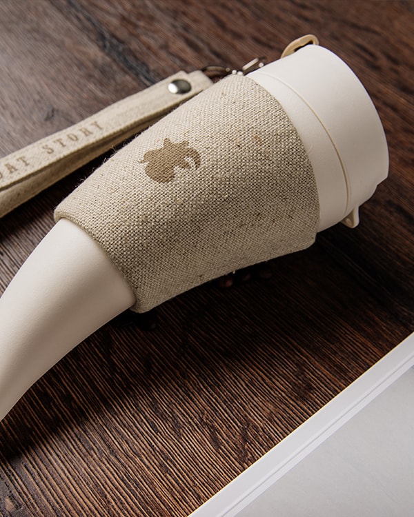Close up of GOAT STORY coffee mug Hemp with straps
